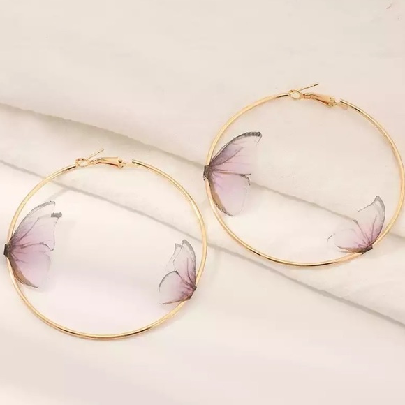 “Metamorphosis” Butterfly Pretty Hoop Earrings - Picture 3 of 8